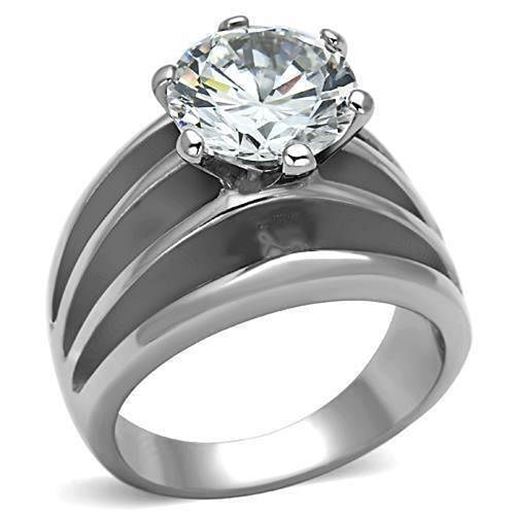 Picture of TK1084 - Stainless Steel Ring High polished (no plating) Women AAA Grade CZ Clear