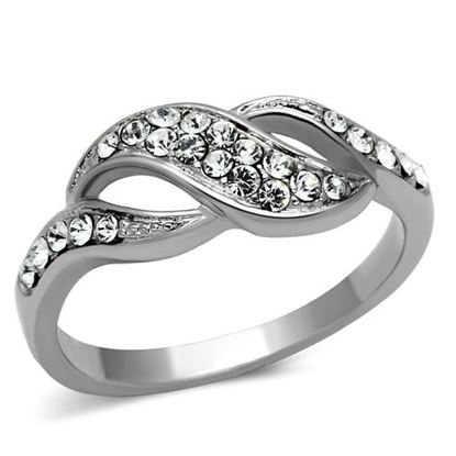 Picture of TK1085 - Stainless Steel Ring High polished (no plating) Women Top Grade Crystal Clear