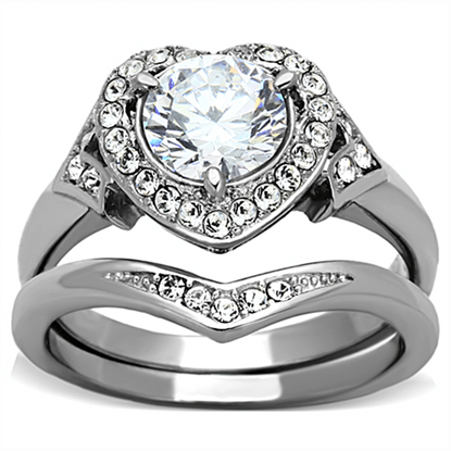 Picture of TK1087 - Stainless Steel Ring High polished (no plating) Women AAA Grade CZ Clear