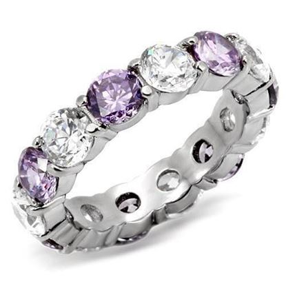 Picture of TK109 - Stainless Steel Ring High polished (no plating) Women AAA Grade CZ Amethyst