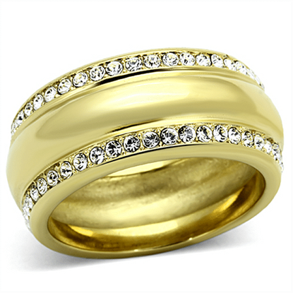 Picture of TK1096 - Stainless Steel Ring IP Gold(Ion Plating) Women Top Grade Crystal Clear