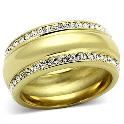 Picture of TK1096 - Stainless Steel Ring IP Gold(Ion Plating) Women Top Grade Crystal Clear