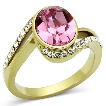 Picture of TK1097 - Stainless Steel Ring IP Gold(Ion Plating) Women Top Grade Crystal Rose