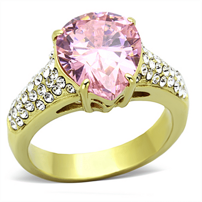 Picture of TK1098 - Stainless Steel Ring IP Gold(Ion Plating) Women AAA Grade CZ Rose