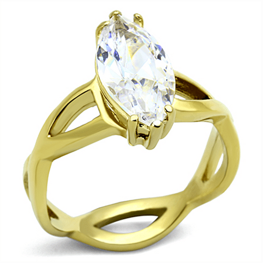 Picture of TK1106 - Stainless Steel Ring IP Gold(Ion Plating) Women AAA Grade CZ Clear