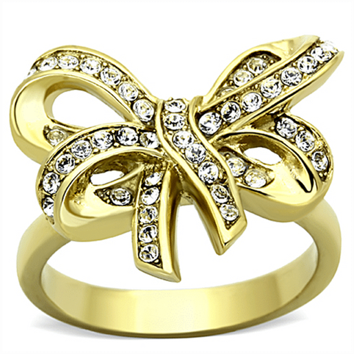 Picture of TK1108 - Stainless Steel Ring IP Gold(Ion Plating) Women Top Grade Crystal Clear