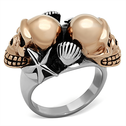 Picture of TK1119 - Stainless Steel Ring Two-Tone IP Rose Gold Women Epoxy Jet