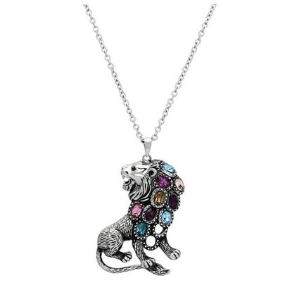 Picture of TK1125 - Stainless Steel Chain Pendant High polished (no plating) Women Top Grade Crystal Multi Color