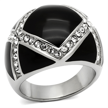 Picture of TK1132 - Stainless Steel Ring High polished (no plating) Women Top Grade Crystal Clear