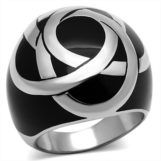 Изображение TK1133 - Stainless Steel Ring High polished (no plating) Women Epoxy Jet