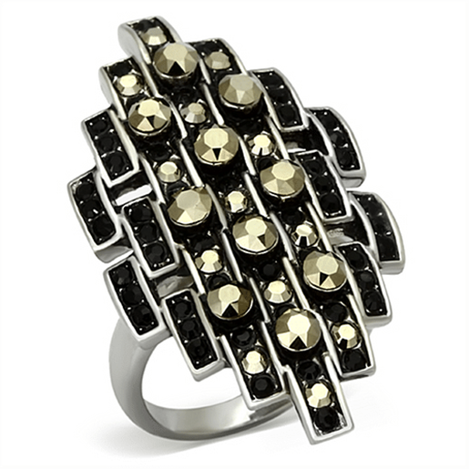 Picture of TK1136 - Stainless Steel Ring High polished (no plating) Women Top Grade Crystal Jet