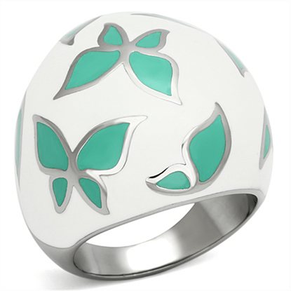 Picture of TK1137 - Stainless Steel Ring High polished (no plating) Women Epoxy Emerald