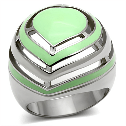 Picture of TK1140 - Stainless Steel Ring High polished (no plating) Women Epoxy Emerald