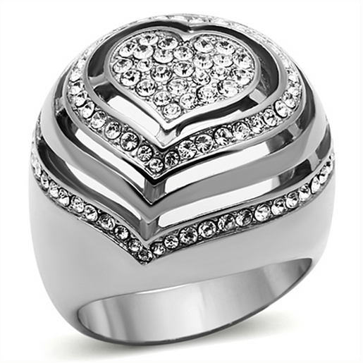 Picture of TK1141 - Stainless Steel Ring High polished (no plating) Women Top Grade Crystal Clear