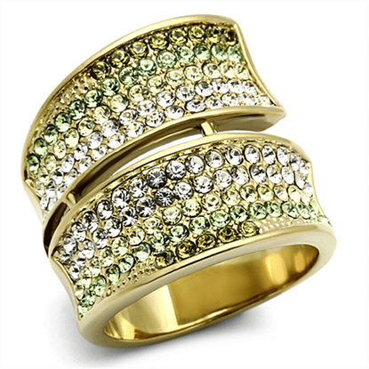 Picture of TK1146 - Stainless Steel Ring IP Gold(Ion Plating) Women Top Grade Crystal Multi Color