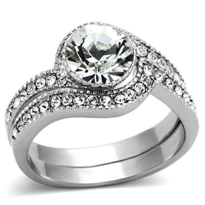 Picture of TK1155 - Stainless Steel Ring High polished (no plating) Women Top Grade Crystal Clear