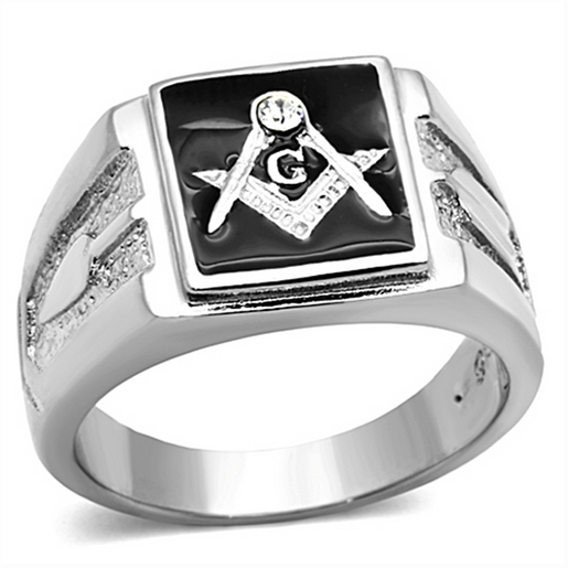 Picture of TK1158 - Stainless Steel Ring High polished (no plating) Men Top Grade Crystal Clear