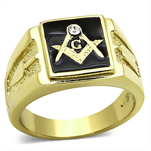 Picture of TK1159 - Stainless Steel Ring IP Gold(Ion Plating) Men Top Grade Crystal Clear