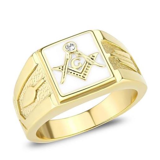 Picture of TK1159W - Stainless Steel Ring IP Gold(Ion Plating) Men Top Grade Crystal Clear