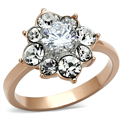 Picture of TK1168 - Stainless Steel Ring Two-Tone IP Rose Gold Women AAA Grade CZ Clear