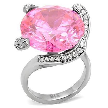 Picture of TK117 - Stainless Steel Ring High polished (no plating) Women AAA Grade CZ Rose