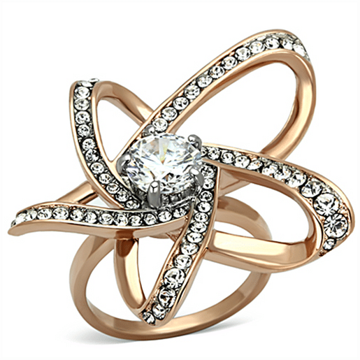 Picture of TK1170 - Stainless Steel Ring Two-Tone IP Rose Gold Women AAA Grade CZ Clear