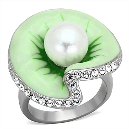 Picture of TK1171 - Stainless Steel Ring High polished (no plating) Women Synthetic White