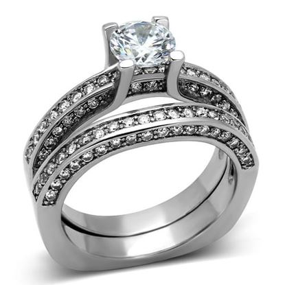 Picture of TK1175 - Stainless Steel Ring High polished (no plating) Women AAA Grade CZ Clear