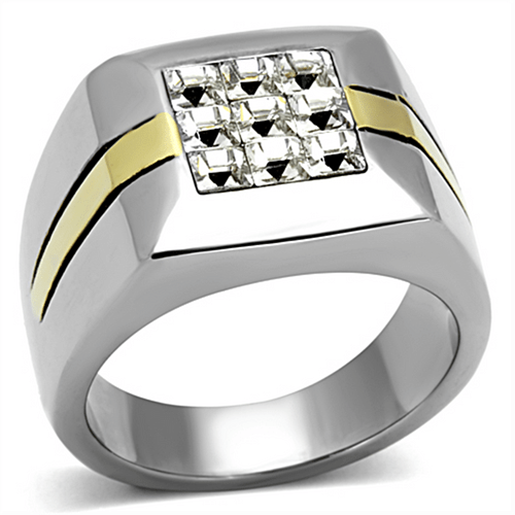 Picture of TK1178 - Stainless Steel Ring Two-Tone IP Gold (Ion Plating) Men Top Grade Crystal Clear