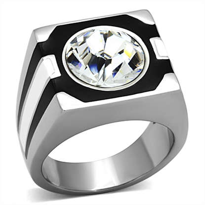 Picture of TK1181 - Stainless Steel Ring High polished (no plating) Men Top Grade Crystal Clear