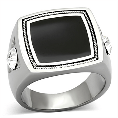 Picture of TK1182 - Stainless Steel Ring High polished (no plating) Men Top Grade Crystal Clear