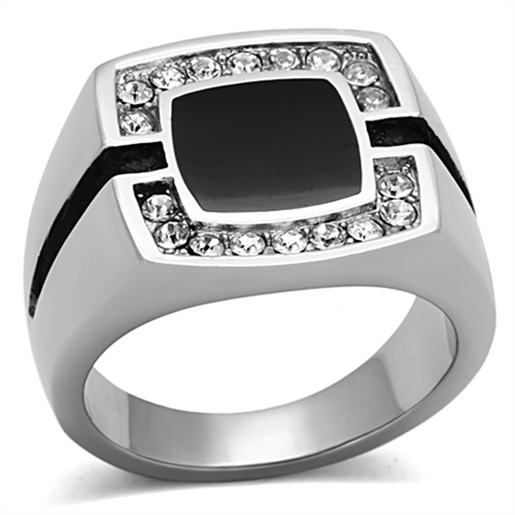 Picture of TK1183 - Stainless Steel Ring High polished (no plating) Men Top Grade Crystal Clear