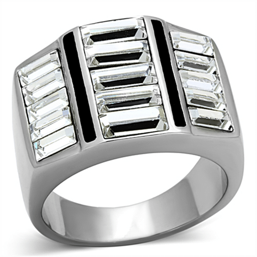 Picture of TK1185 - Stainless Steel Ring High polished (no plating) Men Top Grade Crystal Clear