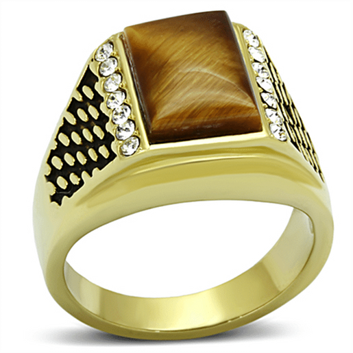 Picture of TK1187 - Stainless Steel Ring IP Gold(Ion Plating) Men Synthetic Topaz