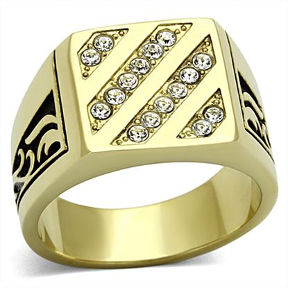 Picture of TK1189 - Stainless Steel Ring IP Gold(Ion Plating) Men Top Grade Crystal Clear