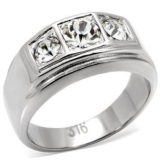 Picture of TK119 - Stainless Steel Ring High polished (no plating) Men Top Grade Crystal Clear