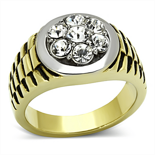 Picture of TK1191 - Stainless Steel Ring Two-Tone IP Gold (Ion Plating) Men Top Grade Crystal Clear