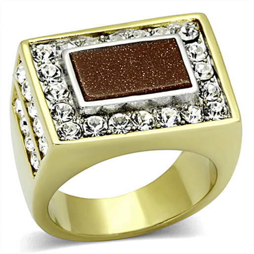 Picture of TK1194 - Stainless Steel Ring Two-Tone IP Gold (Ion Plating) Men Synthetic Topaz