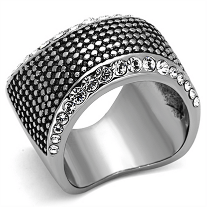 Picture of TK1198 - Stainless Steel Ring High polished (no plating) Men Top Grade Crystal Clear