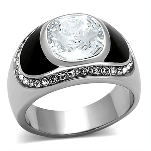 Picture of TK1199 - Stainless Steel Ring High polished (no plating) Men Top Grade Crystal Clear