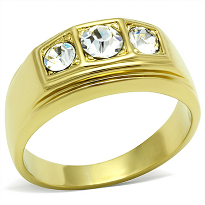 Picture of TK119G - Stainless Steel Ring IP Gold(Ion Plating) Men Top Grade Crystal Clear