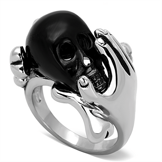 Picture of TK1206 - Stainless Steel Ring Two-Tone IP Black Unisex Epoxy Jet