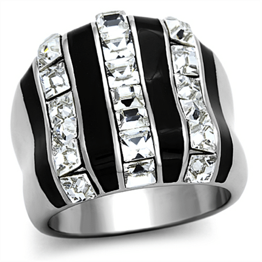 Picture of TK1213 - Stainless Steel Ring High polished (no plating) Women Top Grade Crystal Clear