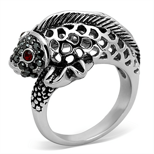 Picture of TK1215 - Stainless Steel Ring High polished (no plating) Women Top Grade Crystal Siam