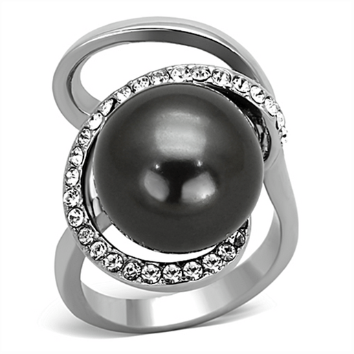 Picture of TK1218 - Stainless Steel Ring High polished (no plating) Women Synthetic Gray