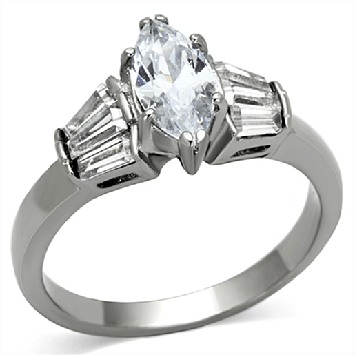 Picture of TK1220 - Stainless Steel Ring High polished (no plating) Women AAA Grade CZ Clear