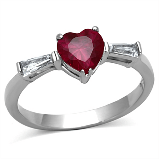 Picture of TK1221 - Stainless Steel Ring High polished (no plating) Women AAA Grade CZ Ruby