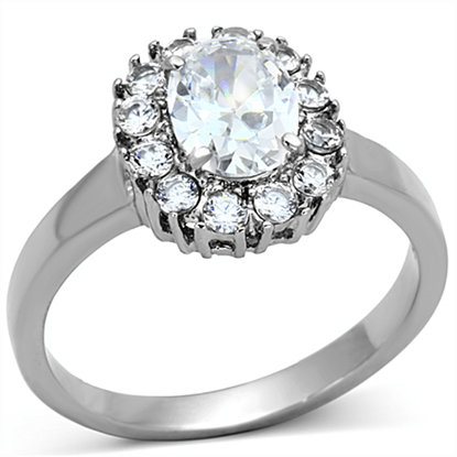 Picture of TK1223 - Stainless Steel Ring High polished (no plating) Women AAA Grade CZ Clear