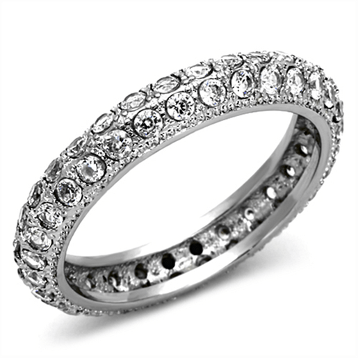 Picture of TK1225 - Stainless Steel Ring High polished (no plating) Women AAA Grade CZ Clear