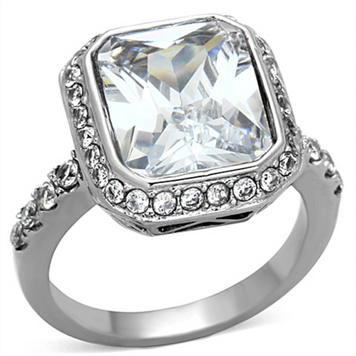 Picture of TK1226 - Stainless Steel Ring High polished (no plating) Women AAA Grade CZ Clear